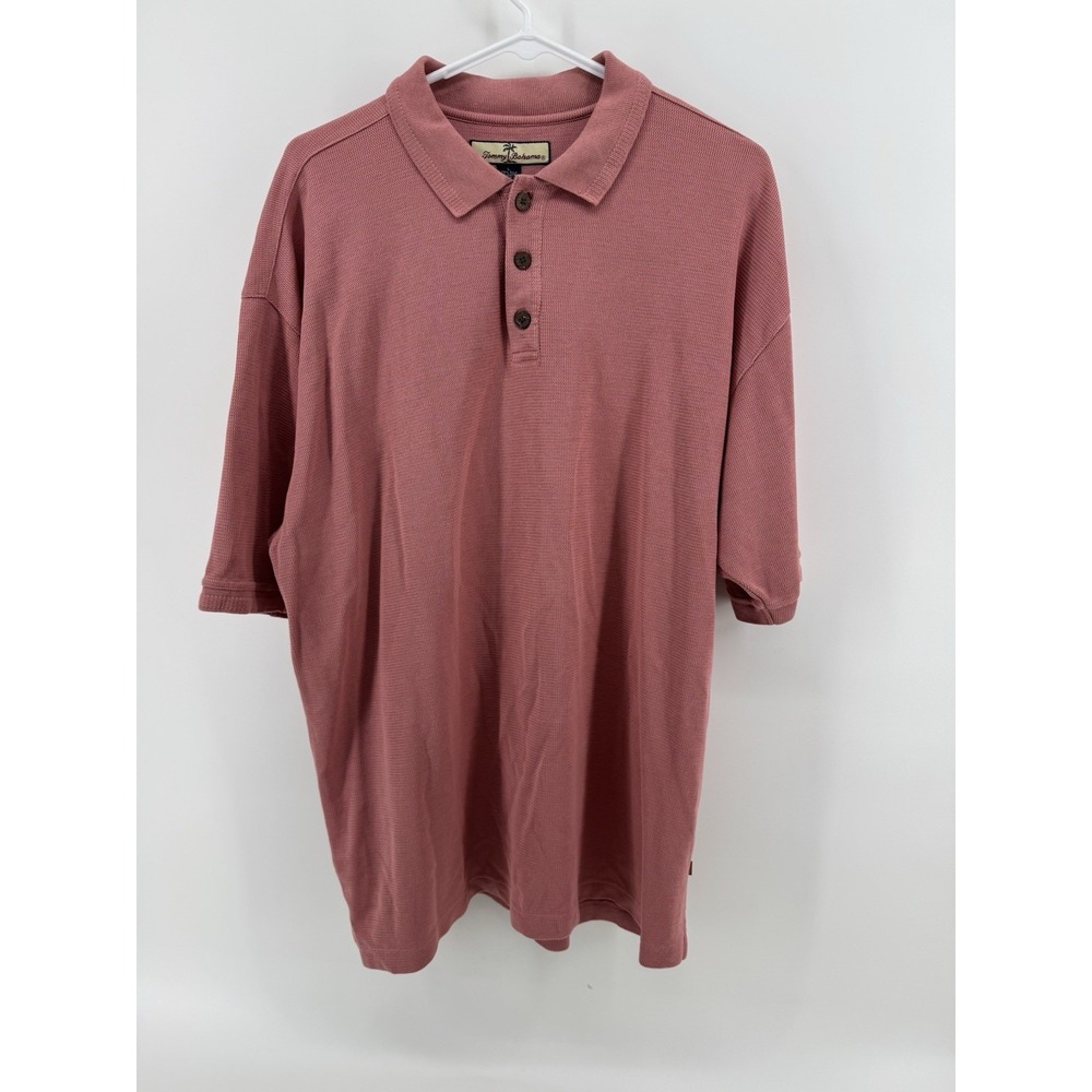 TOMMY BAHAMA Silk Blend Short Sleeve Mauve Polo Shirt - Men's L‎
